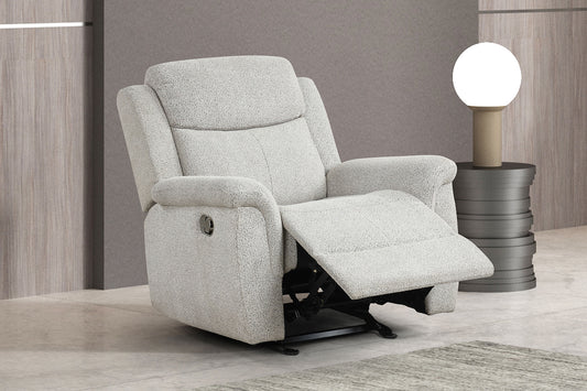 Contemporary Style Manual Glider Recliner Padded Track Arms Light Gray Finish Primary Living Room