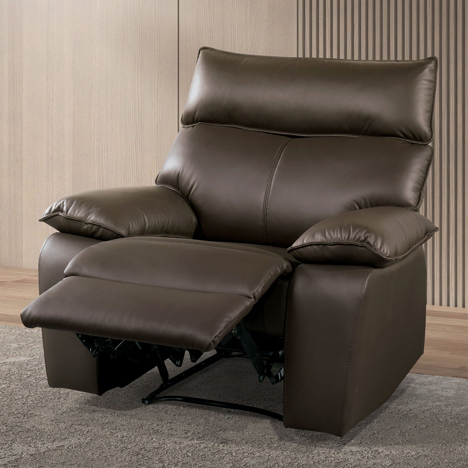 Brown Leather Recliner Chair - Contemporary Style