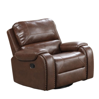 Brown Leatherette Recliner - Transitional Style Primary Living Room