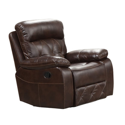 Brown Leatherette Recliner Chair - Transitional Style