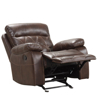 Brown Leatherette Recliner Chair - Transitional Style