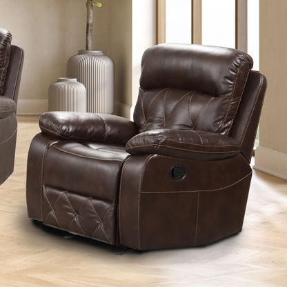 Brown Leatherette Recliner Chair - Transitional Style