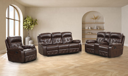 Brown Leatherette Recliner Chair - Transitional Style