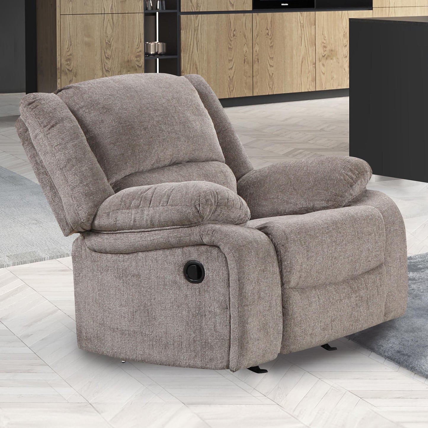 Mocha Chenille Recliner - 42" Primary Living Space for Living Room