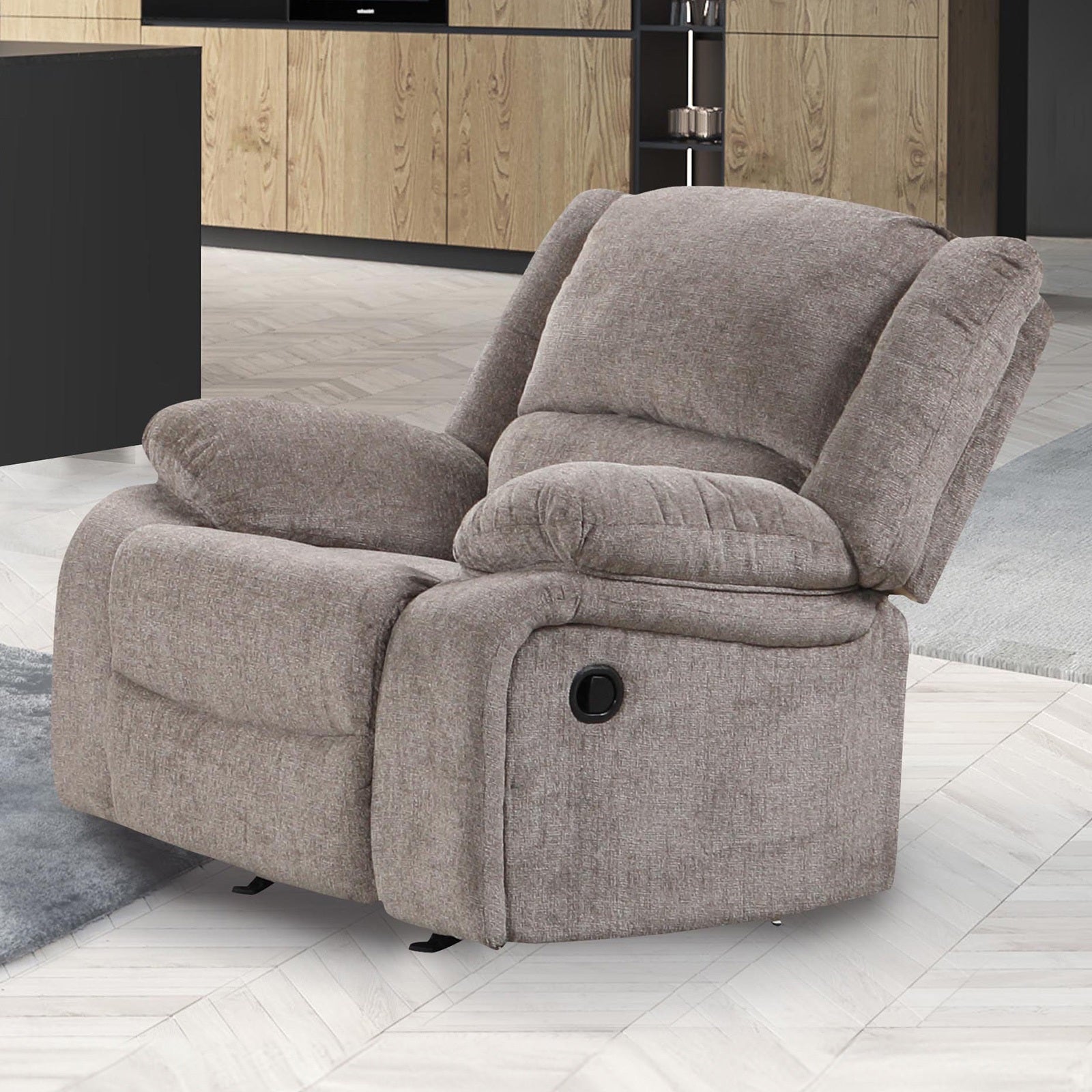 Mocha Chenille Recliner - 42" Primary Living Space for Living Room