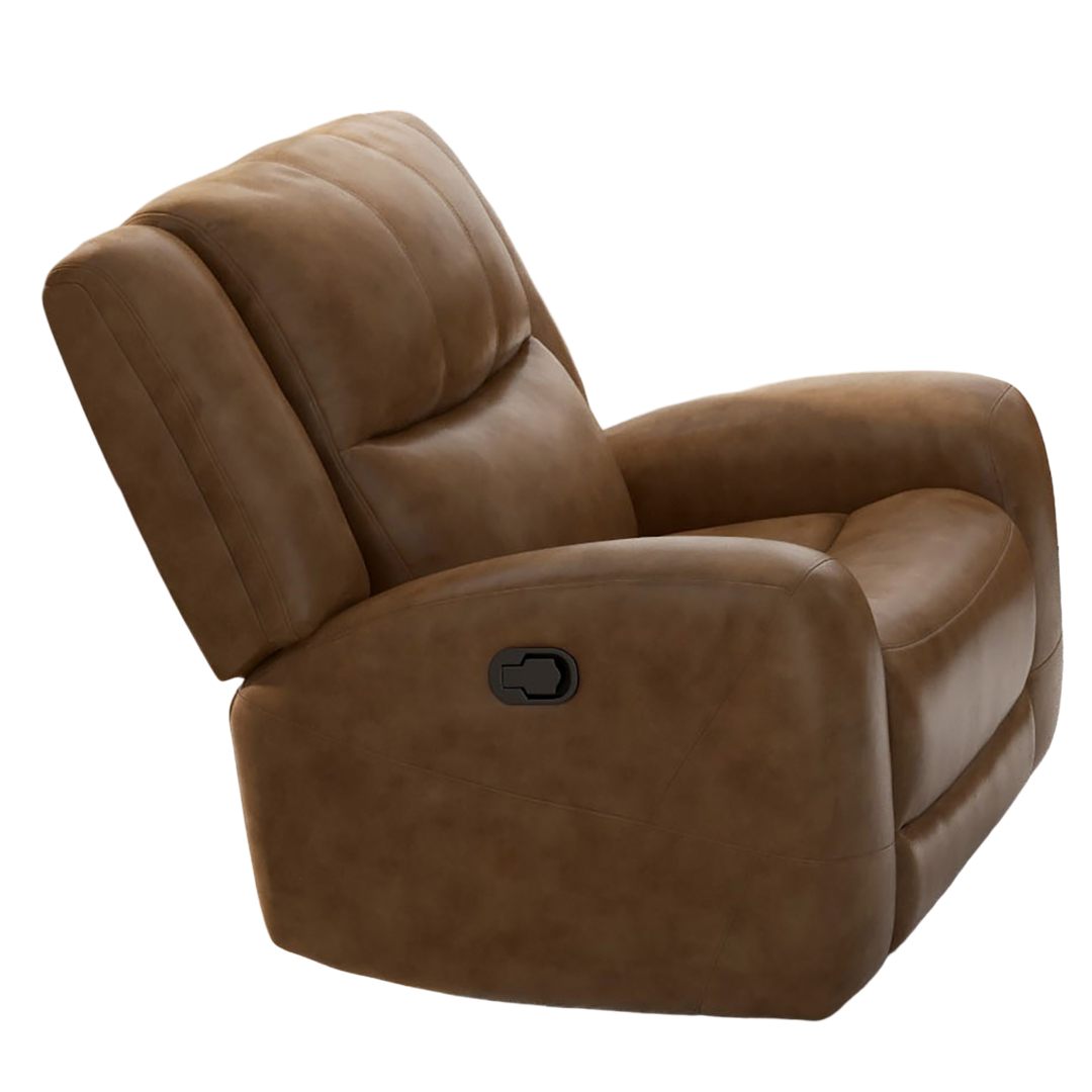 Brown Leather Recliner - Wide Seat Comfort Primary Living Room