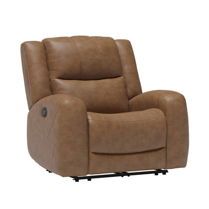 Brown Leather Recliner - Wide Seat Comfort Primary Living Room