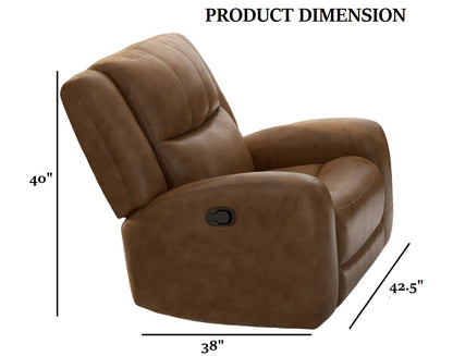 Brown Leather Recliner - Wide Seat Comfort Primary Living Room