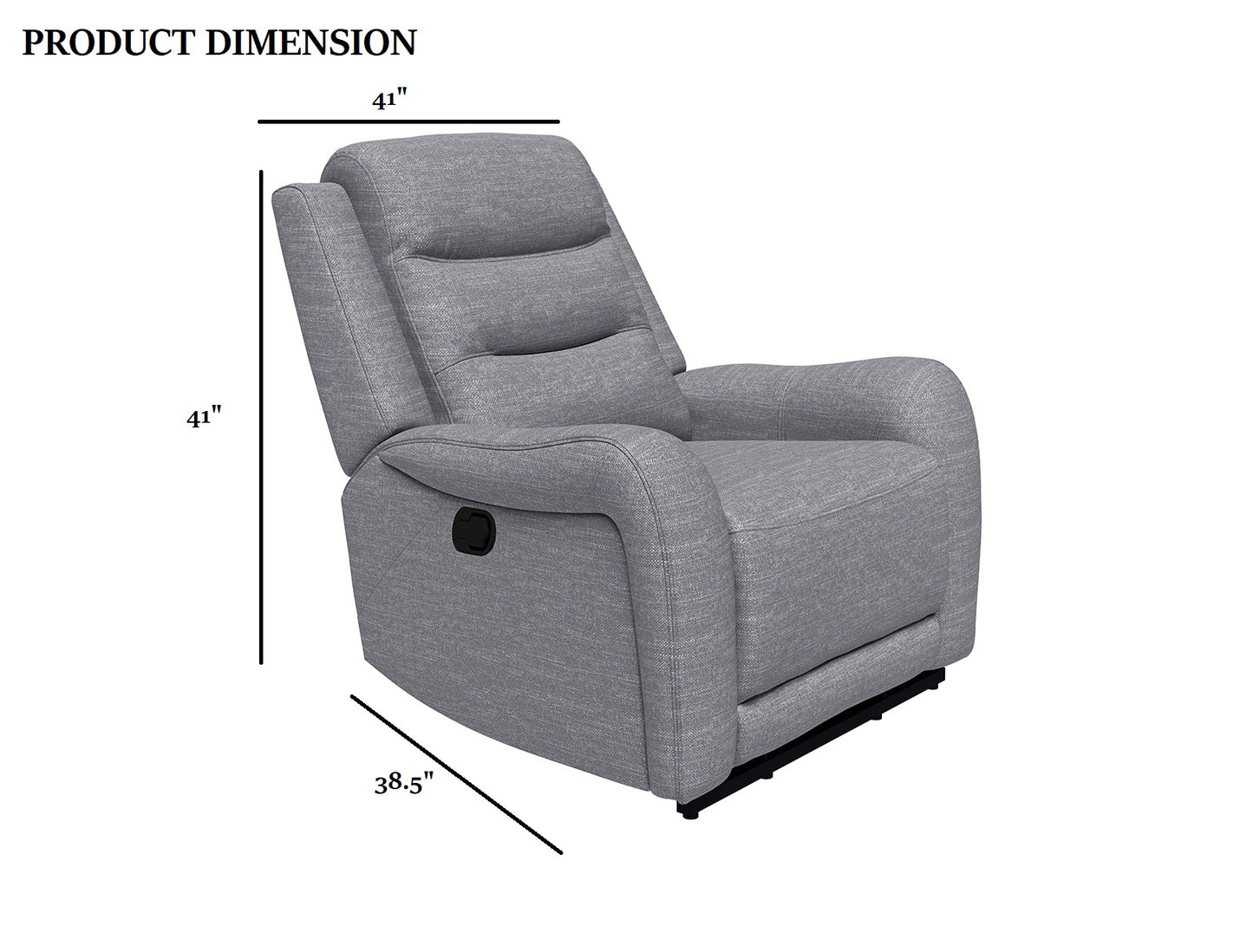 Gray Fabric Recliner - Wide Seat Comfort Primary Living Room