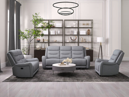 Gray Fabric Recliner - Wide Seat Comfort Primary Living Room