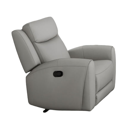 Light Gray Leather Recliner - Wide Seat Comfort Primary Living Room