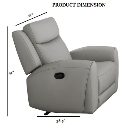 Light Gray Leather Recliner - Wide Seat Comfort Primary Living Room