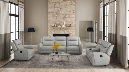 Light Gray Leather Recliner - Wide Seat Comfort Primary Living Room
