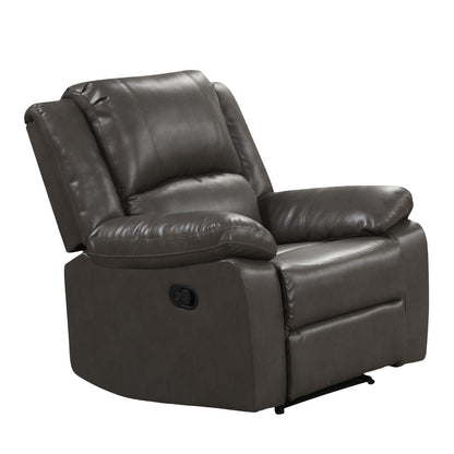 Gray Leather Glider Recliner - Transitional Style Primary Living Room