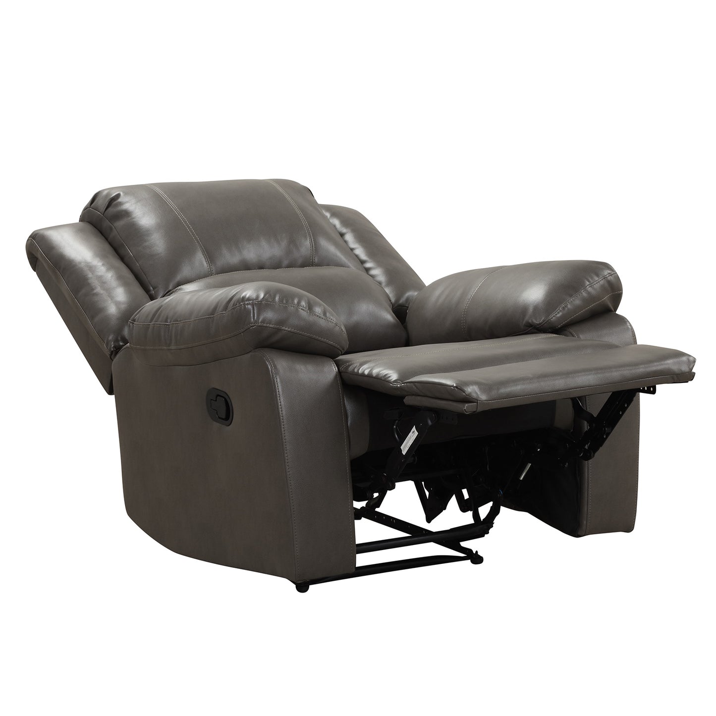 Gray Leather Glider Recliner - Transitional Style Primary Living Room
