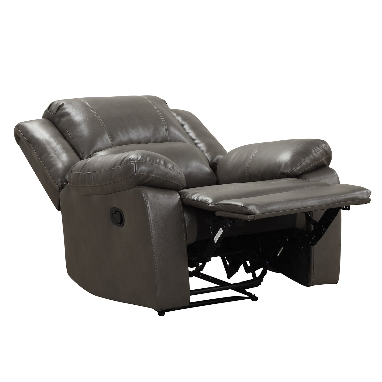 Gray Leather Glider Recliner - Transitional Style Primary Living Room