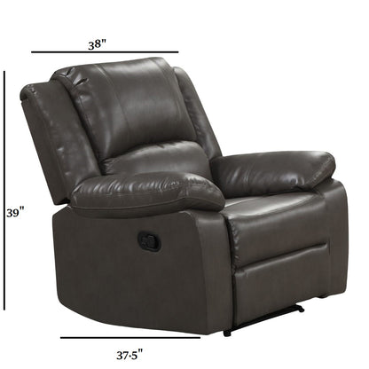 Gray Leather Glider Recliner - Transitional Style Primary Living Room