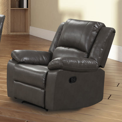 Gray Leather Glider Recliner - Transitional Style Primary Living Room