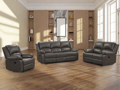 Gray Leather Glider Recliner - Transitional Style Primary Living Room