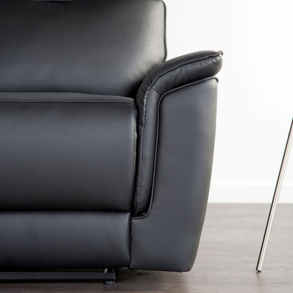 Black Leather Metal Recliner Chair - 38.5" Primary Living Room