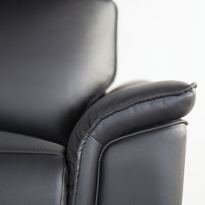 Black Leather Metal Recliner Chair - 38.5" Primary Living Room