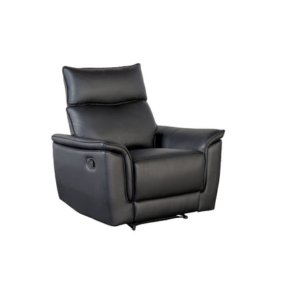 Black Leather Metal Recliner Chair - 38.5" Primary Living Room