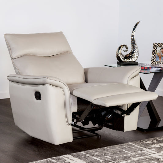 Taupe Leather Recliner Chair - 38.5" Primary Living Room