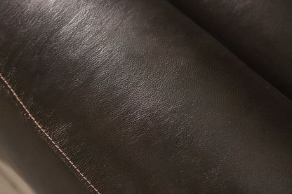 Espresso Leather Power Recliner - Transitional Style Primary Living Room