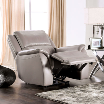 Light Gray Finish Transitional Style 1pc Power Recliner Fully Upholstered Pillow Top Arms Wall hunger Design Hardwood Frame Primary Living Room