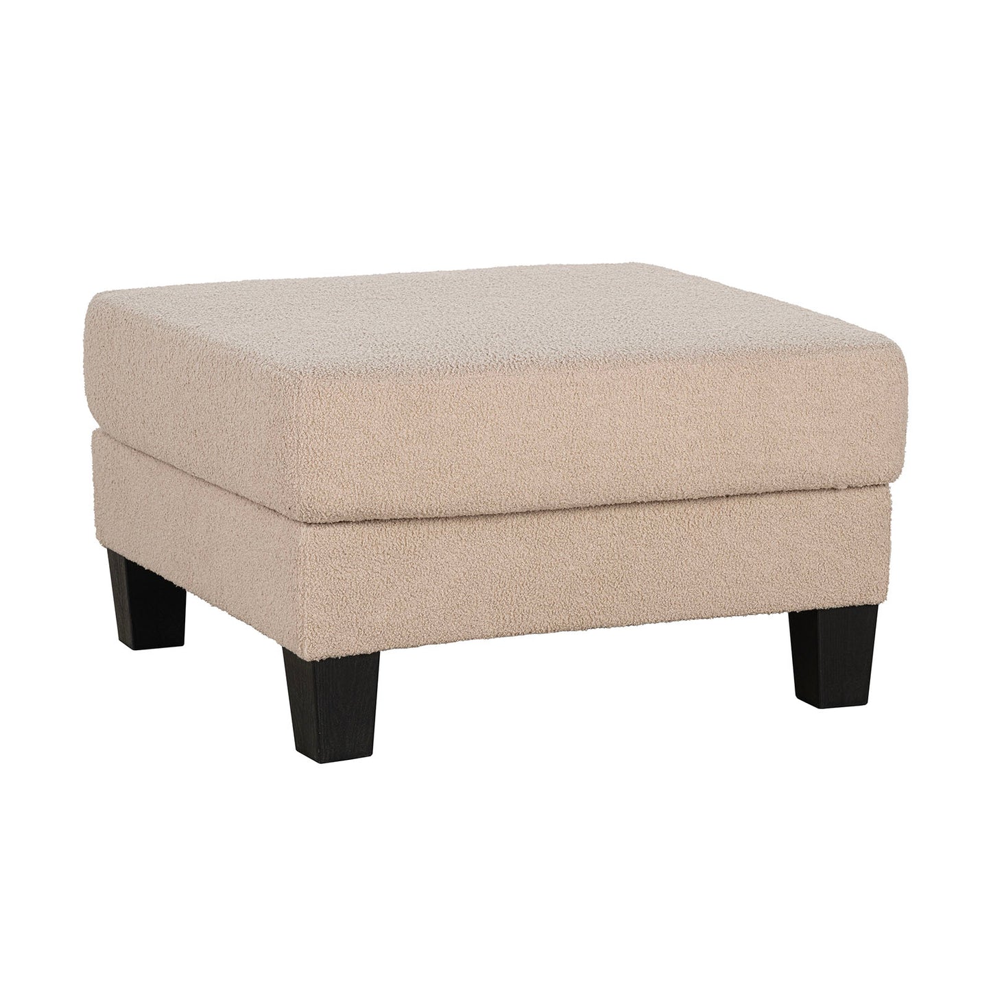 Beige Finish Contemporary Style Square Storage Ottoman Wooden Legs Primary Living Room