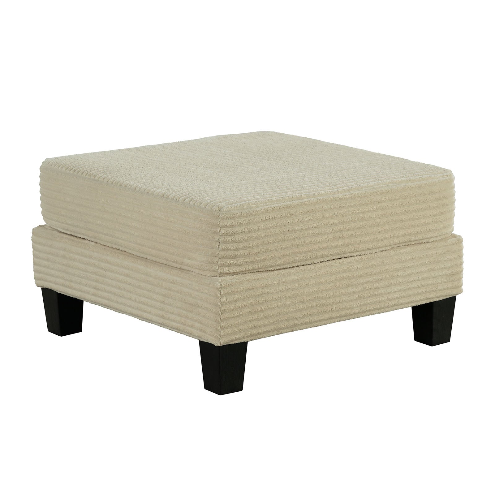 Contemporary Style Square Storage Ottoman Wooden Legs Beige Finish Primary Living Room