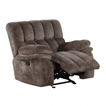 Transitional Style Glider Recliner Track Pillow Top Arms High Density Foam Dark Brown Finish Primary Living Room