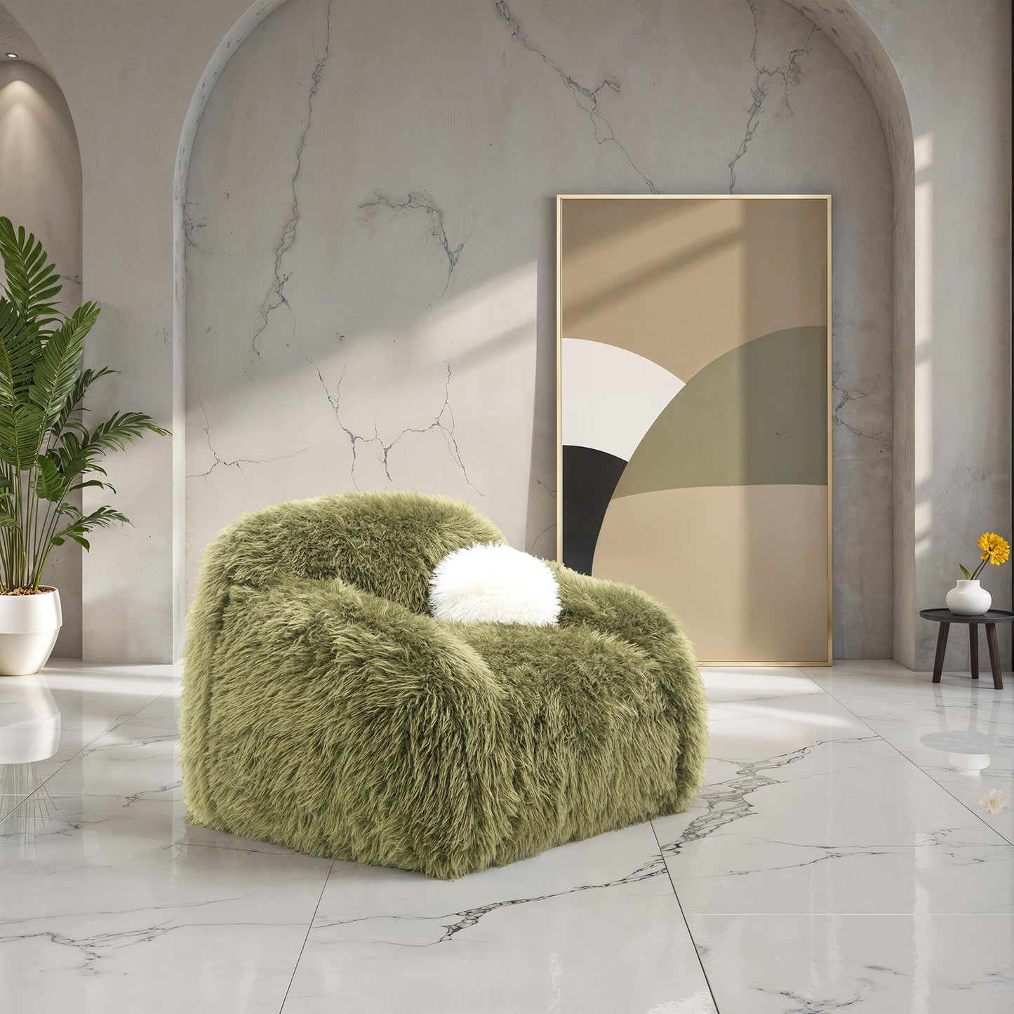 Contemporary Style Soft And Luxurious Accent Swivel Chair Green Finish Ball Pillow Included Primary Living Room