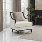 Traditional Style 1pc Chair Curved Arms Half Moon Cut Gold Capped Front Legs White Finish Primary Living Room