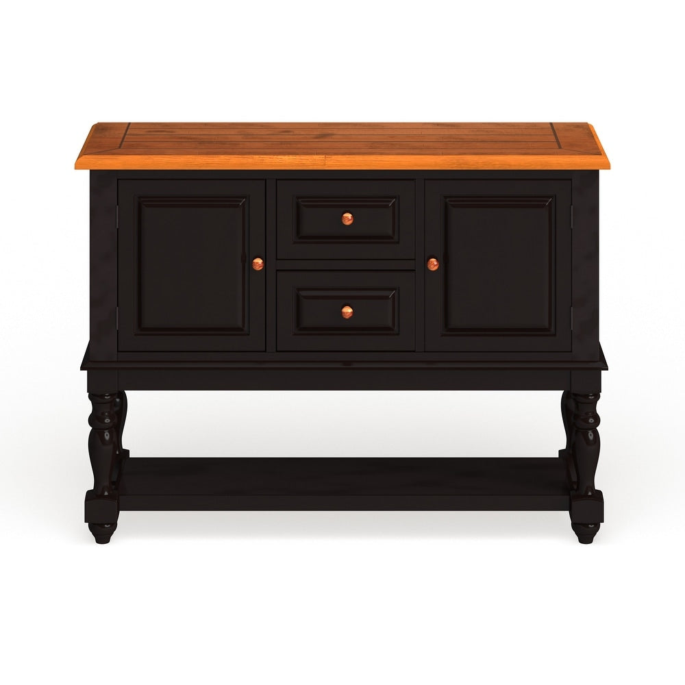 Black Oak Dining Server with Drawers - Transitional Style