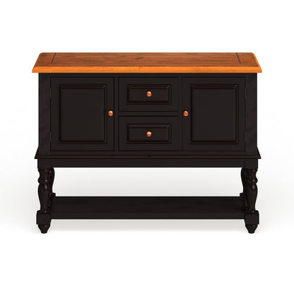 Black Oak Dining Server with Drawers - Transitional Style