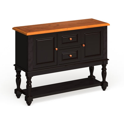 Black Oak Dining Server with Drawers - Transitional Style