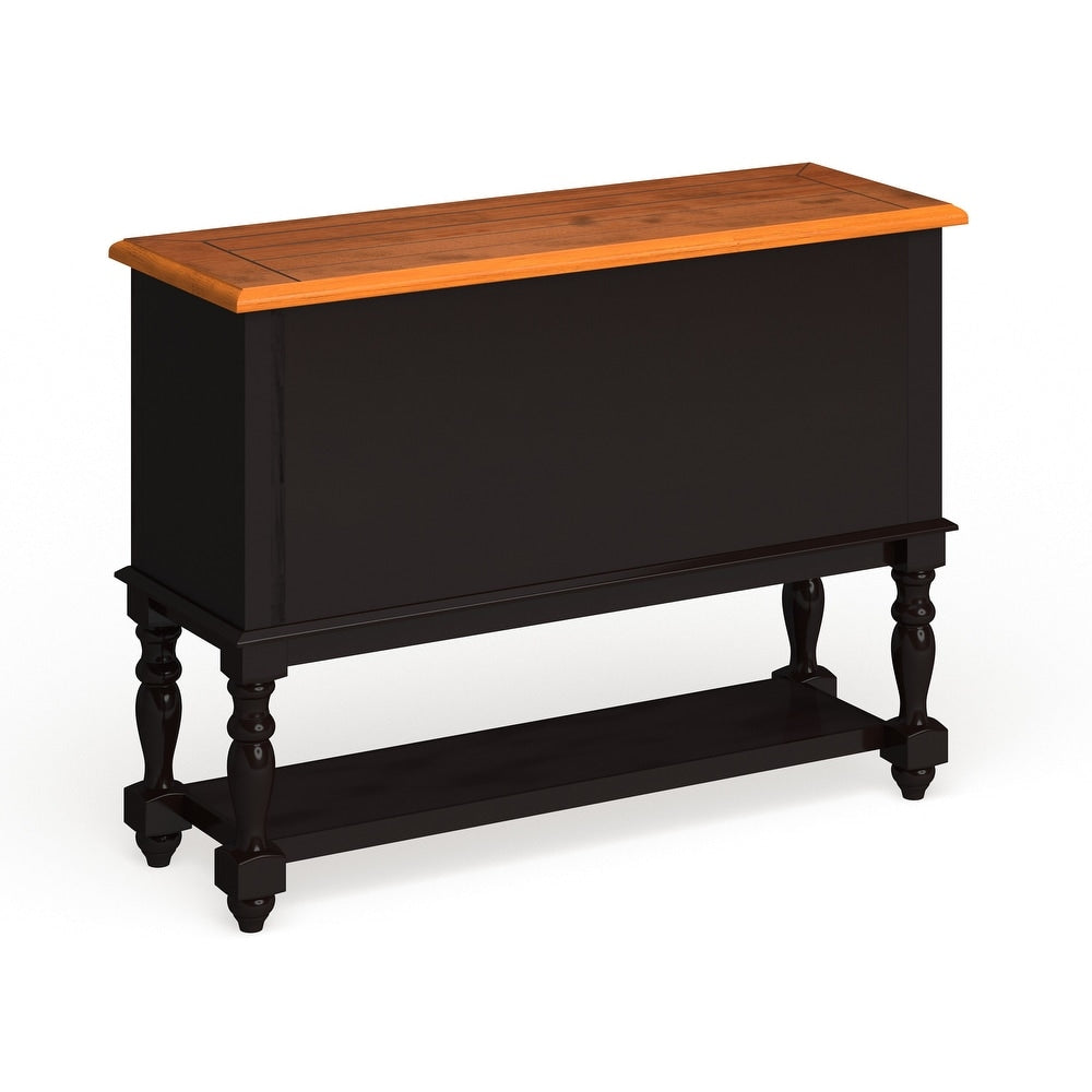 Black Oak Dining Server with Drawers - Transitional Style