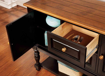 Black Oak Dining Server with Drawers - Transitional Style