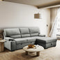 Luxurious Living Room Sectional Sofa Bed with Storage and Cupholders, Grey