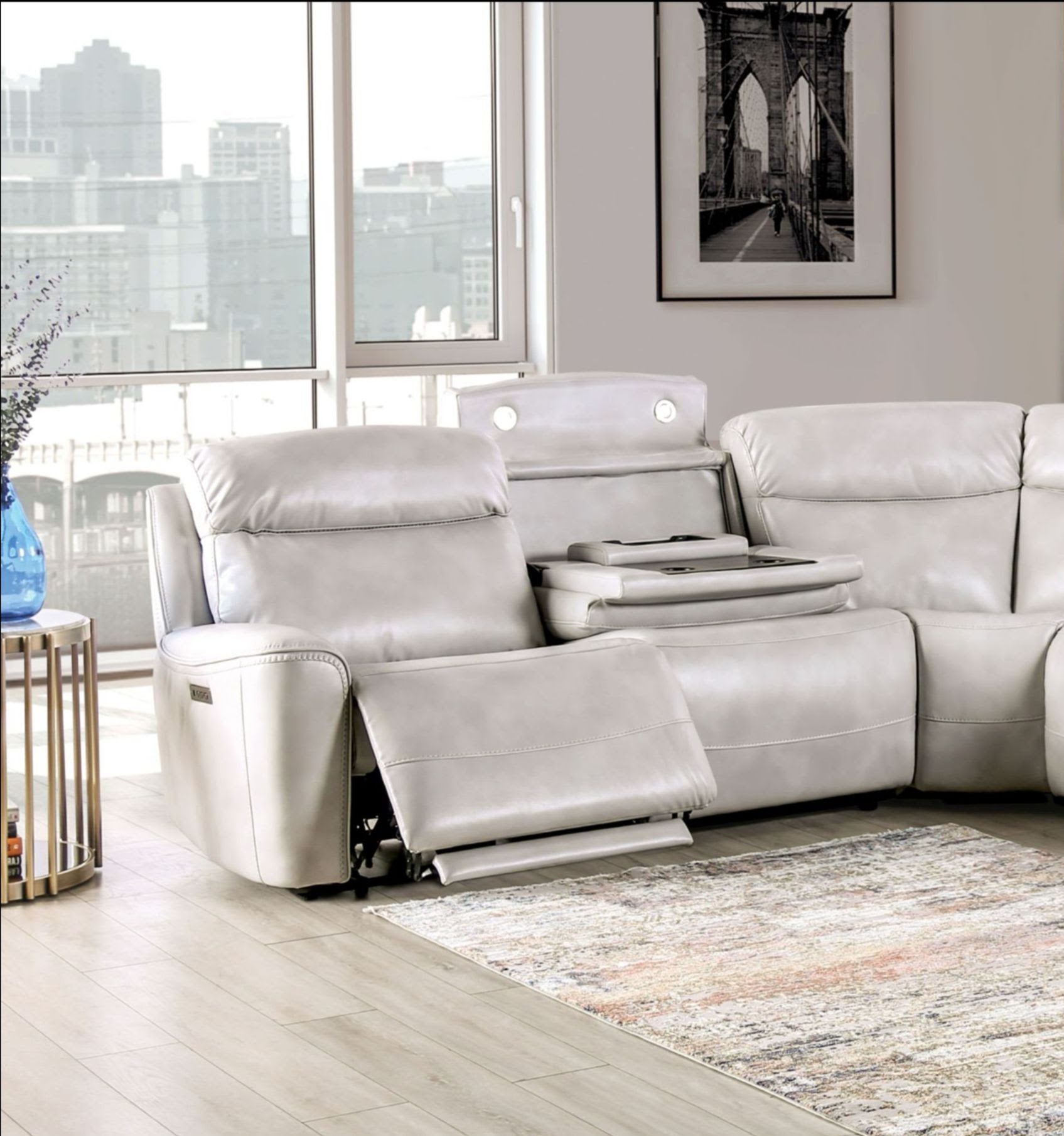 Light Taupe Power Reclining Sectional - Ultimate Comfort & Storage