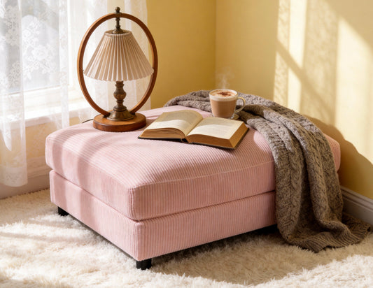 Corduroy Upholstered Rectangle Ottoman