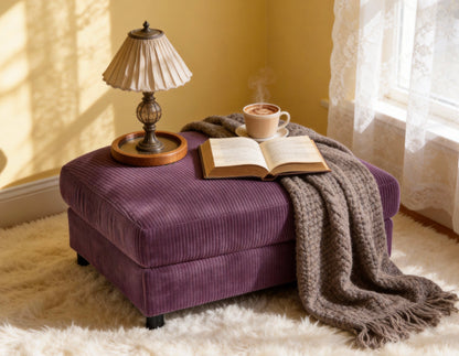 Corduroy Upholstered Rectangle Ottoman