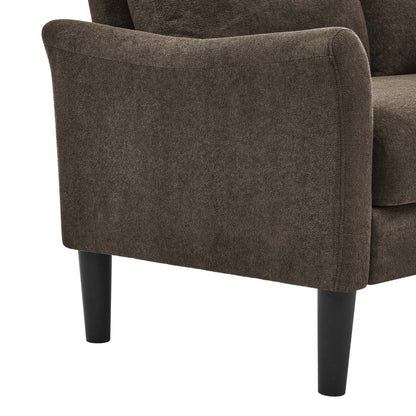 Dark Brown Tufted Loveseat with Polyester Upholstery for Living Rooms