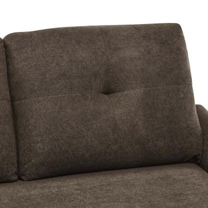 Dark Brown Tufted Loveseat with Polyester Upholstery for Living Rooms