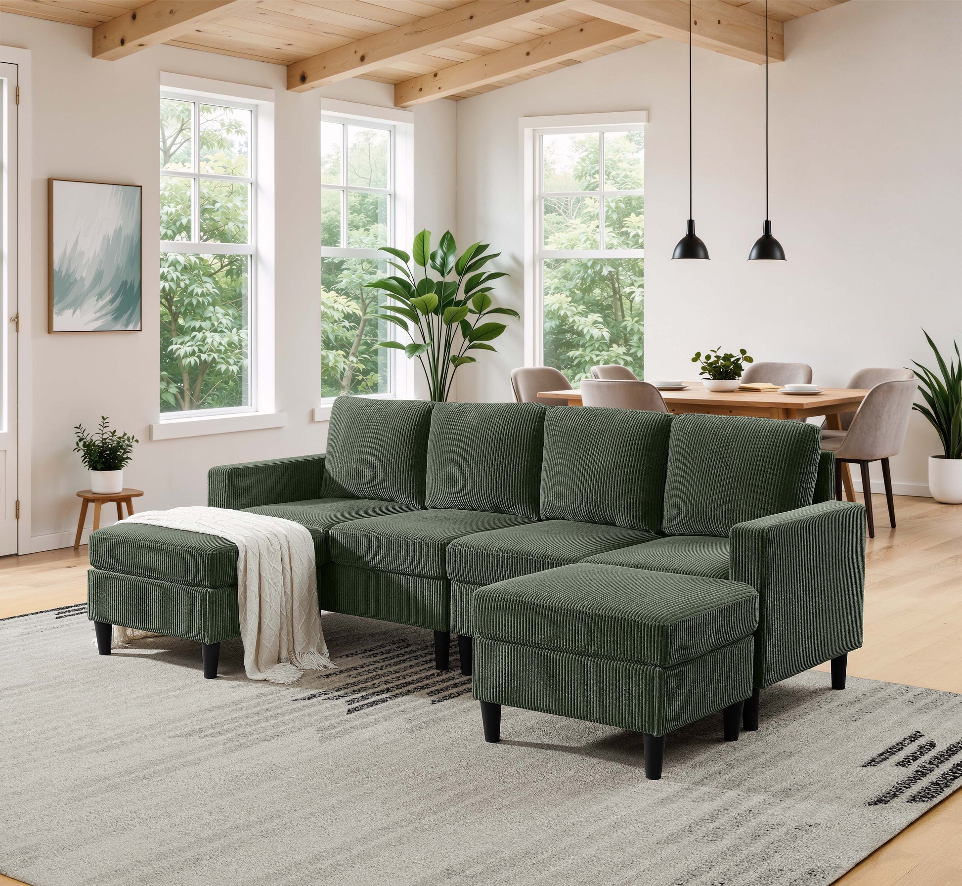 Cordory Upholstered Modular Sectional with 2 Ottomans