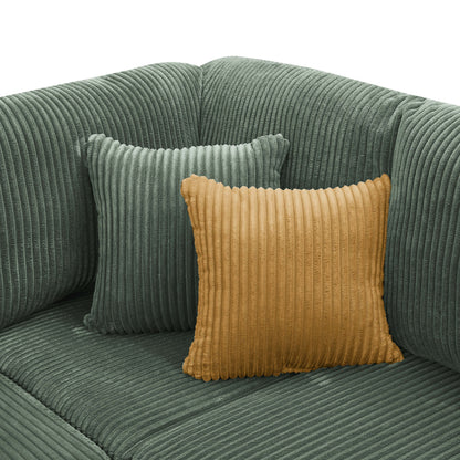 Dark Green 3 Seat Corduroy Sectional Sofa