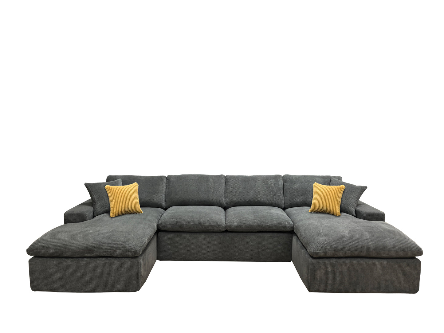 Light Gray 4 Seat Polyester Blend Sectional Sofa with Instant Comfort for Living Room