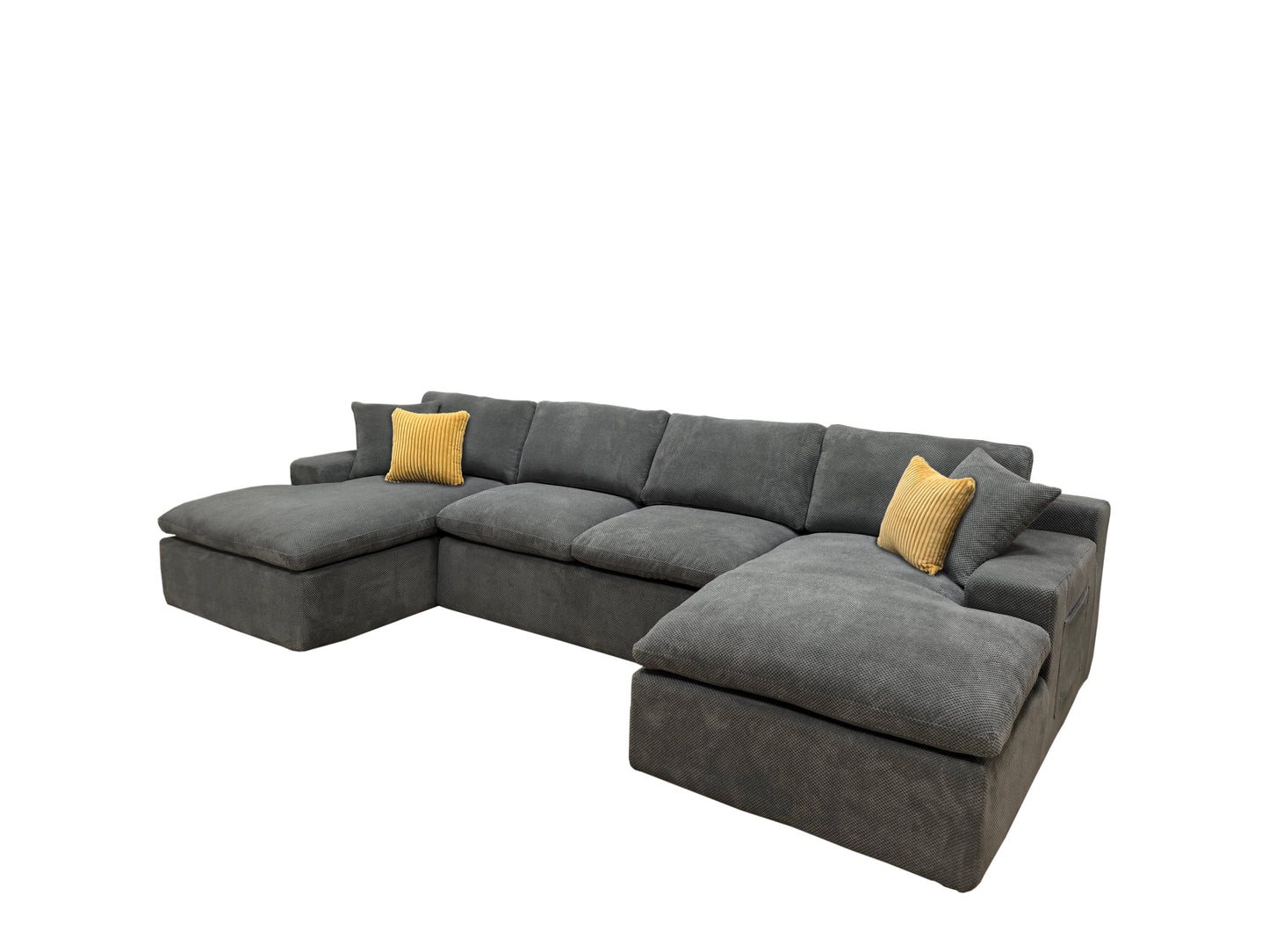 Light Gray 4 Seat Polyester Blend Sectional Sofa with Instant Comfort for Living Room