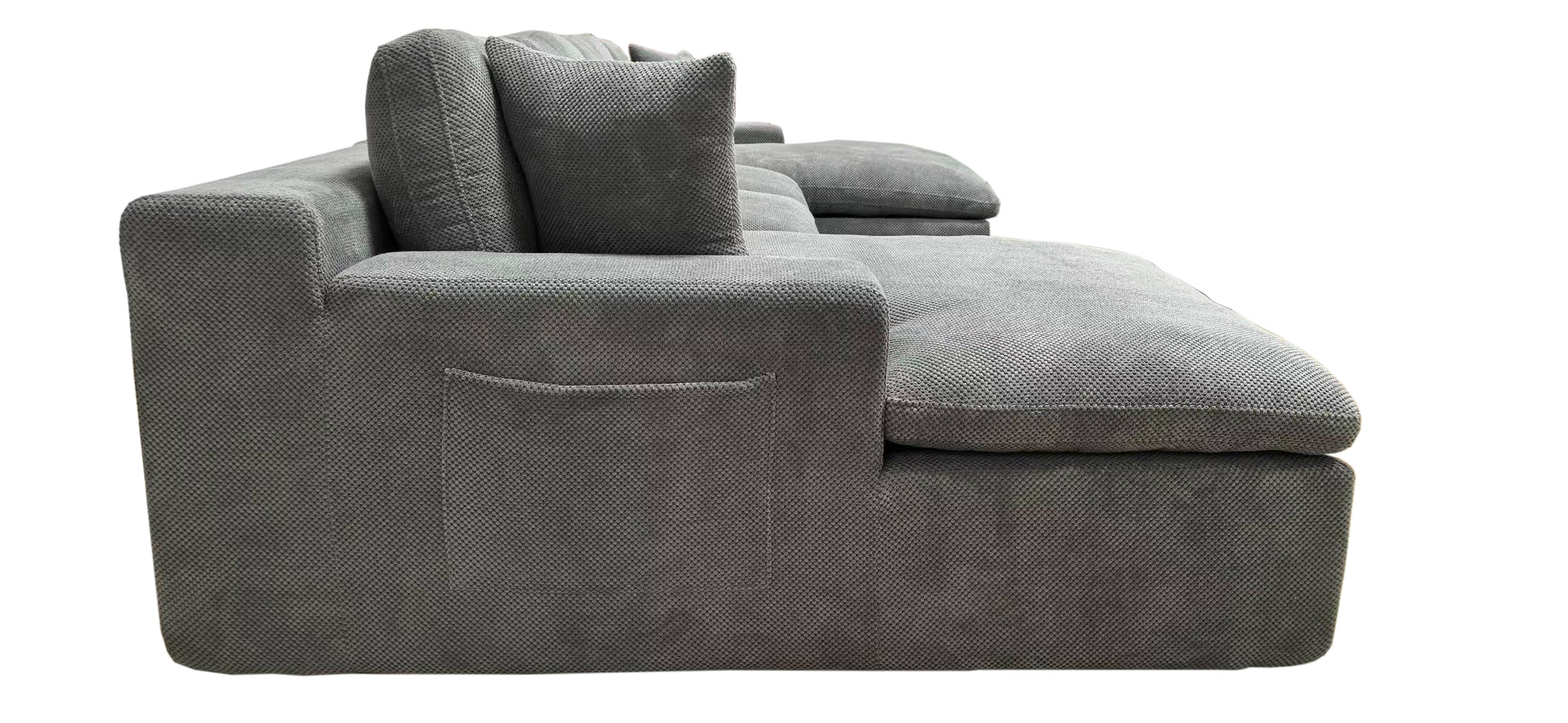 Light Gray 4 Seat Polyester Blend Sectional Sofa with Instant Comfort for Living Room